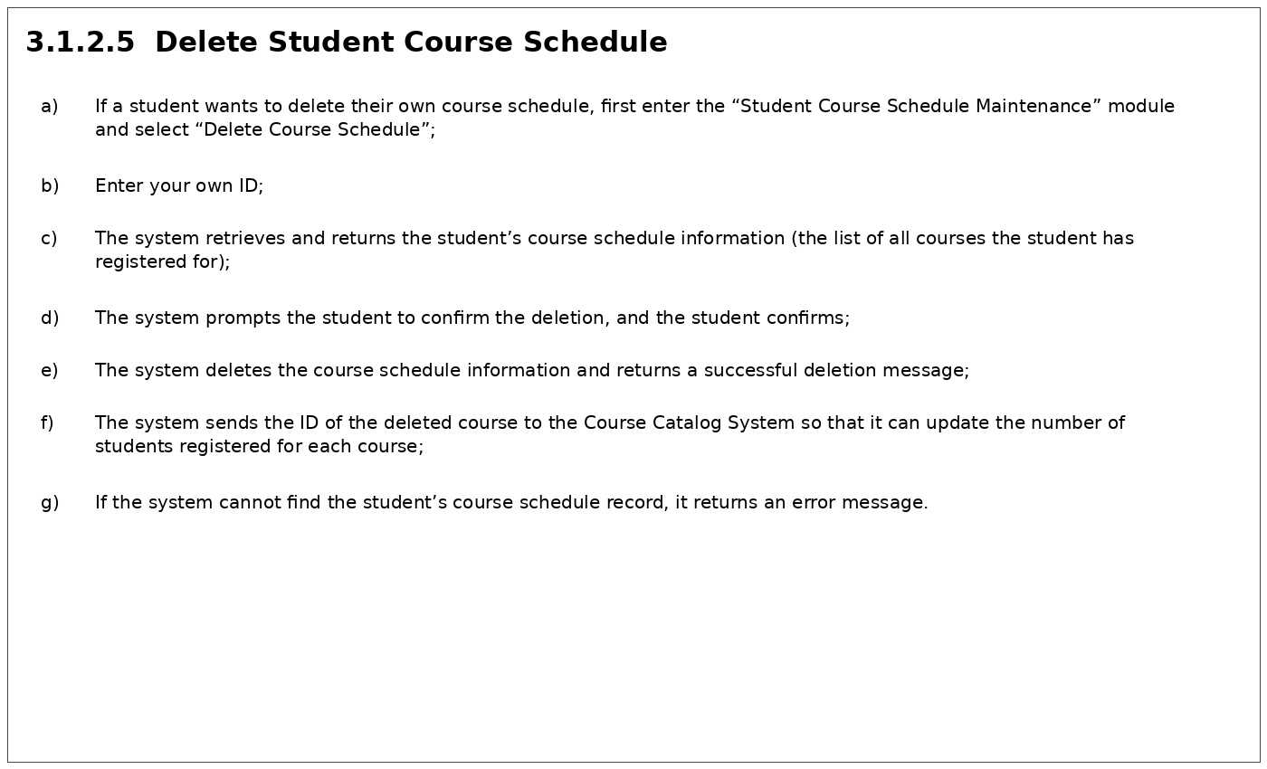 Requirement - Delete Student Schedule